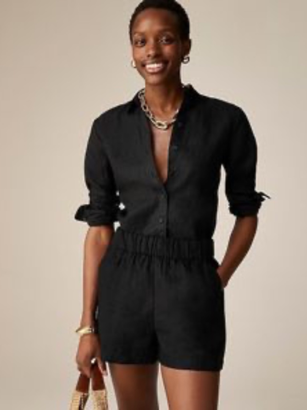 J. Crew Baird McNutt Black Linen Wren Slim Fit Shirt - 14